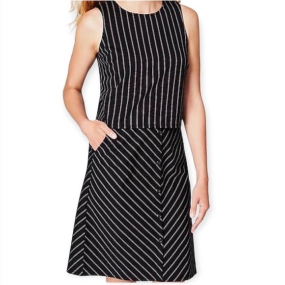 J. Jill Dresses & Skirts - NWT J. Jill Ponte Knit Pinstripe Layered Dress Size Medium